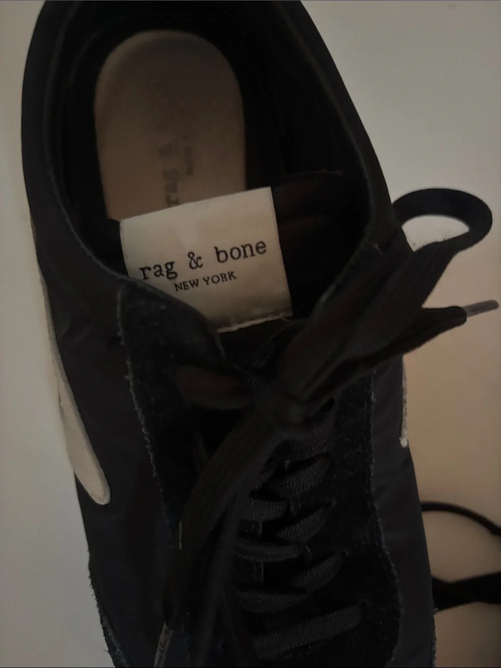 rag & bone Black and White Retro Runner Sneakers